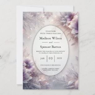 Invitation Noces Fleurs d'Hiver Améthyste Douce et Argentée