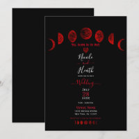 Noces gothiques aux phases de lune rouge foncé et