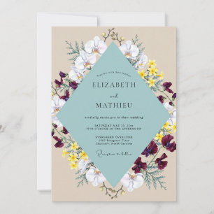 Invitation Noces Orchidée Bourgogne Mousse de Mer