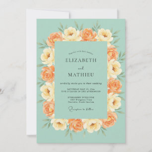 Invitation Noces Péché de Mer Ranunculus Gris Eucalyptus
