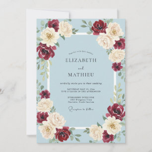 Invitation Noces Pétales Crème Écarlate