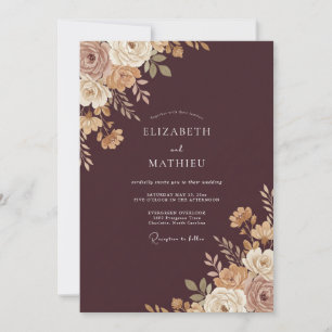 Invitation Noces Pétales de Crème de Prune