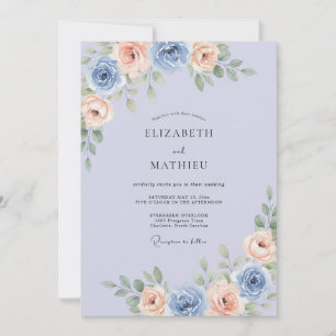 Invitation Noces Pivoine Abricot Acier