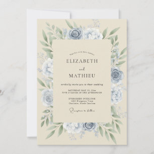 Invitation Noces Pivoine Champagne Doux Ardoise