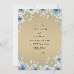 Invitation Noces Ranunculus Eucalyptus Acier Ocres