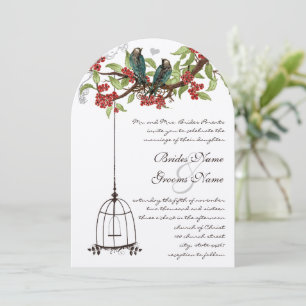 Invitation Noces Romantiques aux Oiseaux et Cage à Oiseaux so