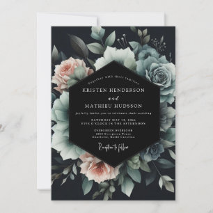 Invitation Noces Slate Blue Noir Bloom