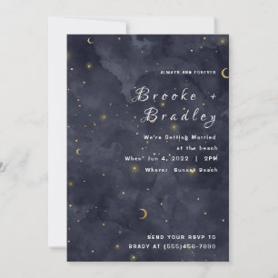 Invitation Noces sous les lunes et les étoiles de minuit somb