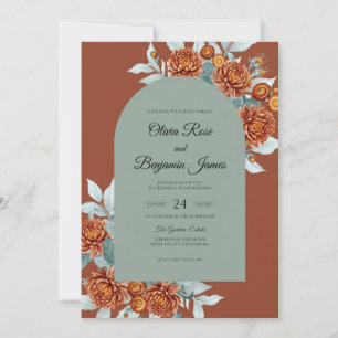 Invitation Noces Terracotta Ardoise Feuillage Eucalyptus Pous