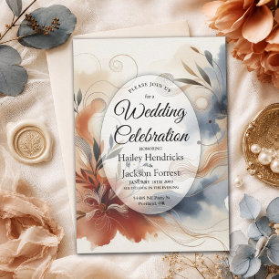 Invitation Noces Terracotta Twilight et Navy Blooms