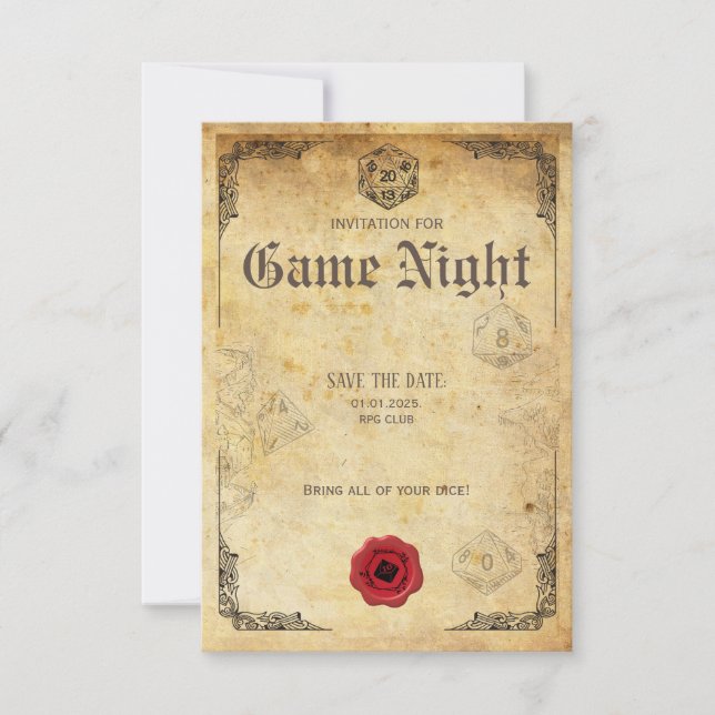 Invitation nocturne de jeu de rôle personnalisable (Devant)