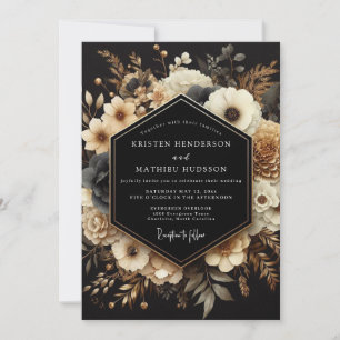Invitation Nocturne de mariage au charbon doré