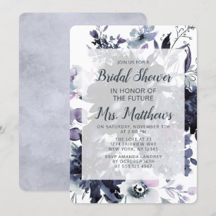 Invitation Nocturne Floral Dusty Bleu et Fête des mariées mar