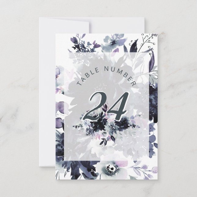 Invitation Nocturne Floral encadré Chic Mariage Numéros de ta (Devant)