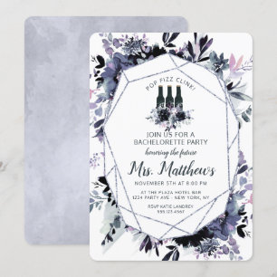 Invitation Nocturne Floral Pop Fizz Clink Bachelorette Party