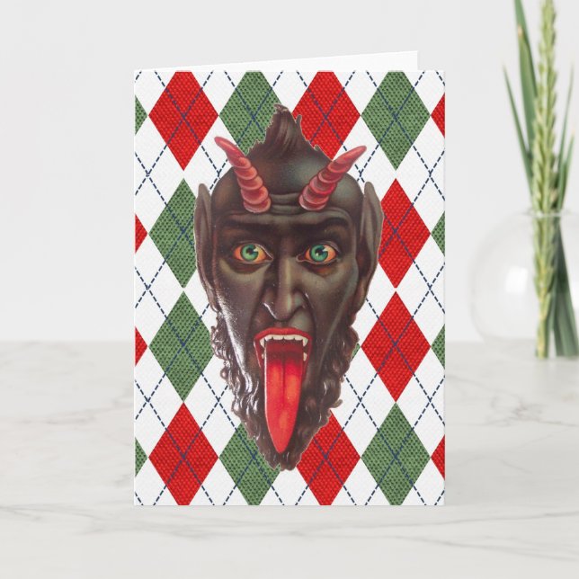 Invitation Noël à carreaux krampus (Devant)