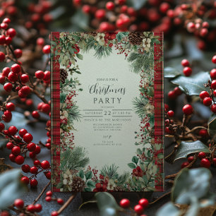 Invitation Noël à carreaux vintage