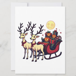 Invitation Noël à Halloween Reindeer Citrouille présente