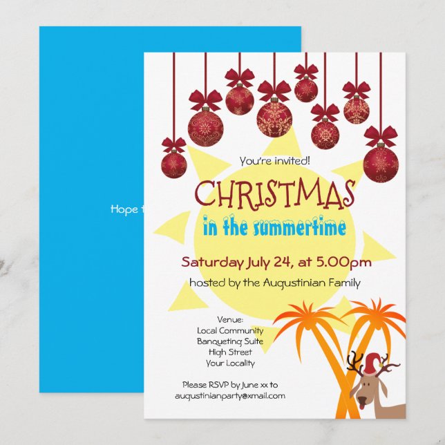 Invitation Noël à la fête d'été (Devant / Derrière)