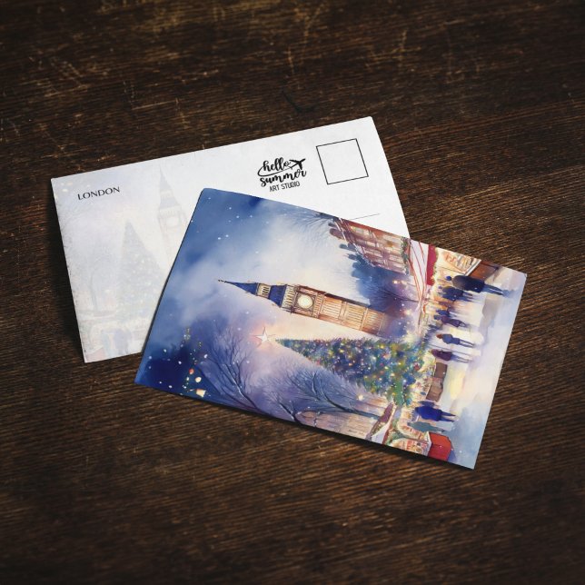 Invitation Noël à Londres Big Ben Watercolor (Créateur téléchargé)