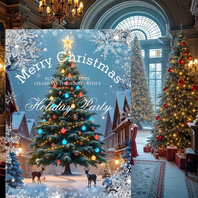 Invitation Noël Arbre Fête Maison rustique d'hiver (Créateur téléchargé)