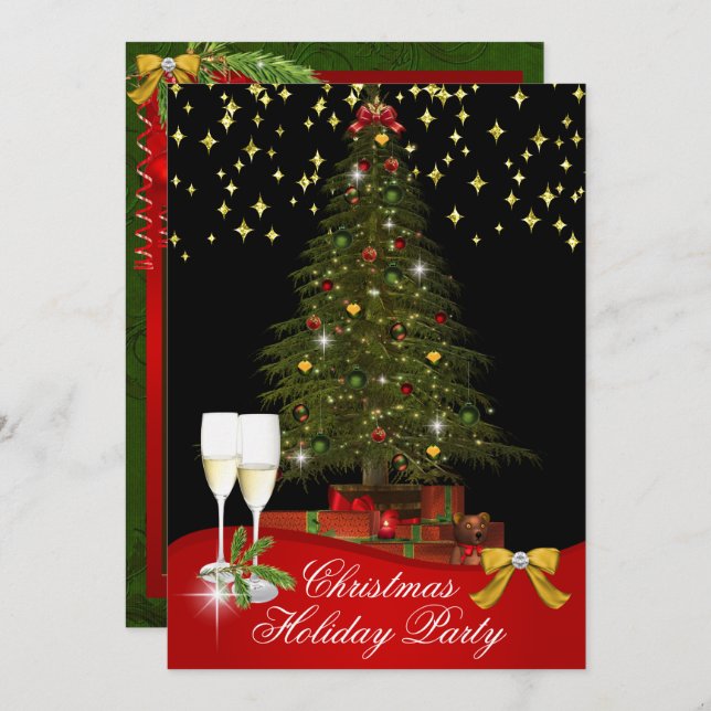 Invitation Noël Arbre Noël Fête (Devant / Derrière)