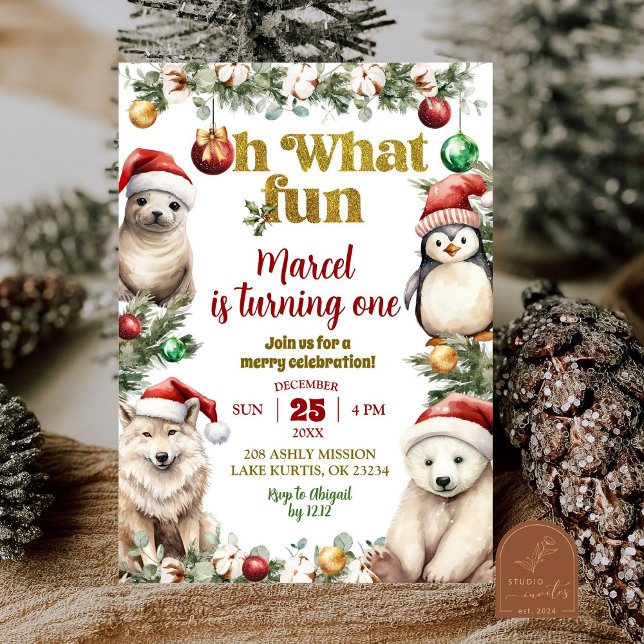 Invitation Noël Arctic Animaux Amusants Anniversaire Invitati (Créateur téléchargé)