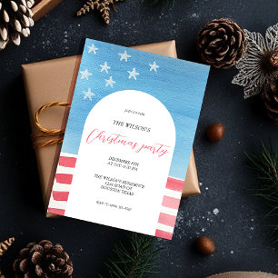 Invitation Noël Artistique Patriotique Rouge Et Bleu