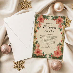 Invitation Noël au houx baroque