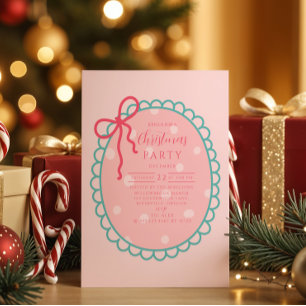 Invitation Noël aux pois roses