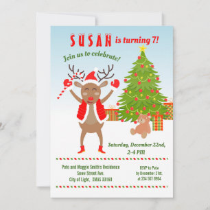 Invitation Noël avec la fête d'anniversaire de Rudolph