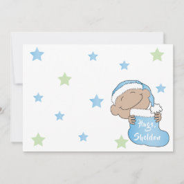 Invitation Noël Baby of Color Blue Casquette