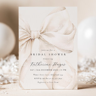 Invitation Noël : Baby Shower Hivernal de Mariée avec un Nœud