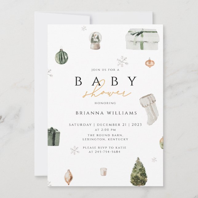 Invitation Noël Baby shower vacances hiver (Devant)