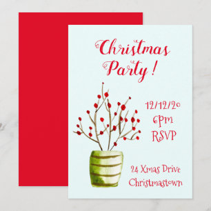 Invitation Noël Berries élégante fête de Noël