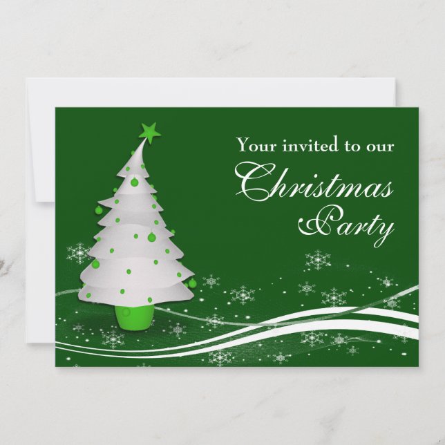 Invitation Noël blanc Arbre et fête de Noël du Père Noël (Devant)