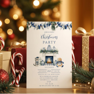 Invitation Noël bleu de style chinoiserie