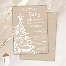 Invitation Noël Boho Beige Baby shower neutre genre
