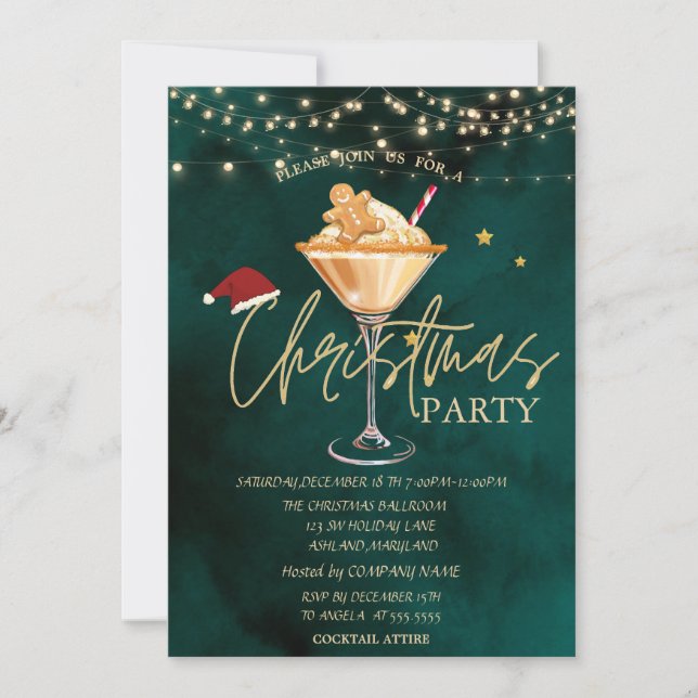 Invitation Noël Boire pain d'épices Cookie Christmas Party (Devant)