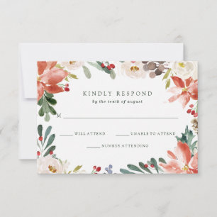 Invitation Noël botanique   Mariage de fêtes floral