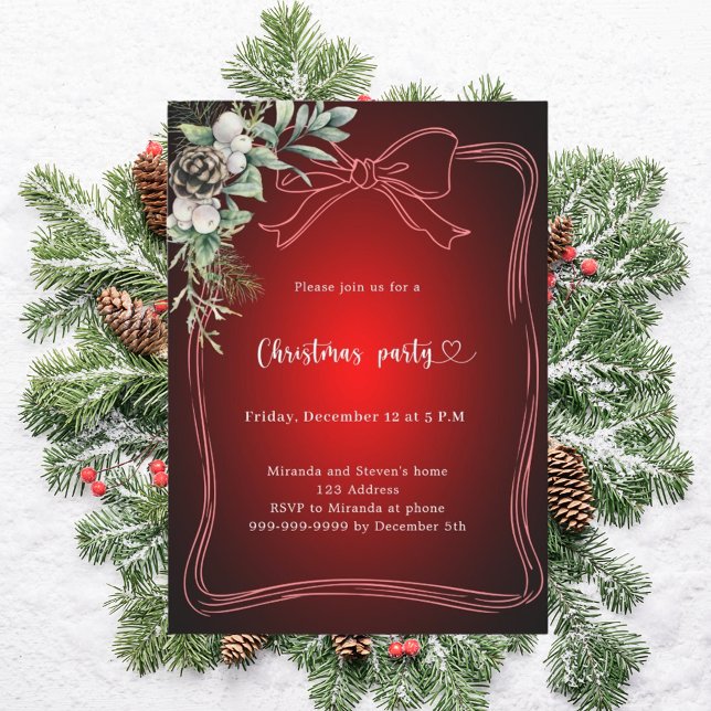 Invitation Noël Bow pin verdure Fête de (Créateur téléchargé)
