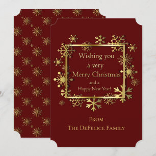 Invitation Noël - Cadre de flocon de neige avec le rouge de b