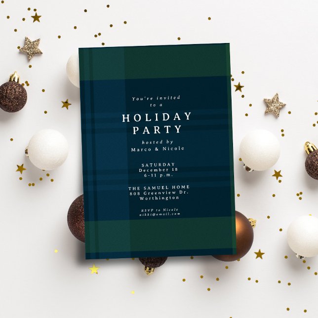 Invitation Noël classique plaid simple fête de vacances (Créateur téléchargé)