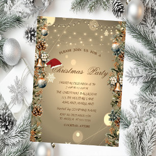 Invitation Noël cloches Pinecones Santa Hat Noël