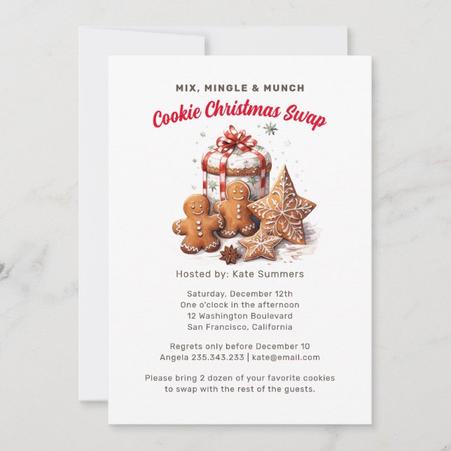 Invitation Noël Cookie Exchange Party (Devant)