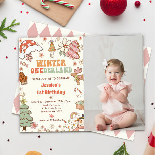 Invitation Noël Cookie hiver Onederland Anniversaire Photo