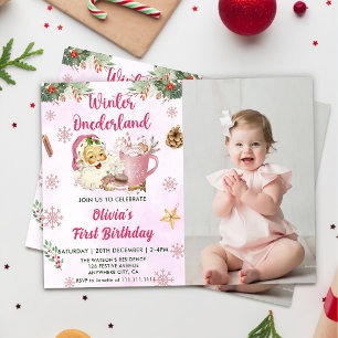Invitation Noël Cookie hiver Onederland Anniversaire Photo