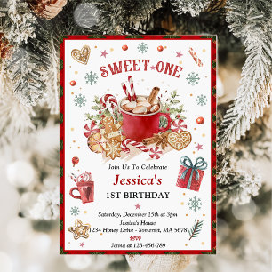Invitation Noël Cookies et cacao 1er fête d'anniversaire