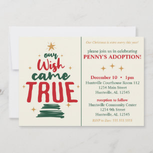 Invitation Noël de célébration d'adoption Notre vœu s'est réa