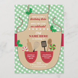 Invitation Noël de filles de fête d'anniversaire de tablier